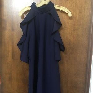 Navy Shoulder-less Dress